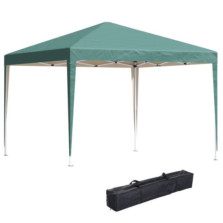 Tenda Dobrável 2,95x2,95 cm com Bolsa de Transporte Altura Ajustável Anti-UV e Impermeável para Terraço Pátio e Praia Verde