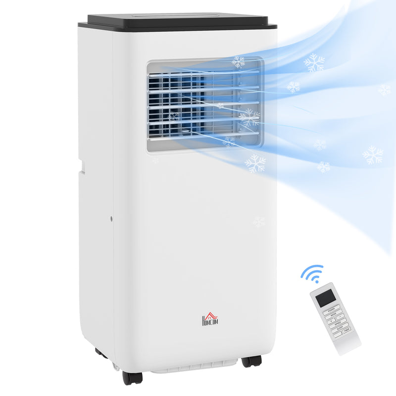 Ar Condicionado Portátil 10000 BTU 2900W Arrefecedor Ventilador Desumidificador 5 em 1 com Controlo Remoto Ligado/Desligado Temporizador 24h para Quarto 22m² 33x28x70,4 cm Branco