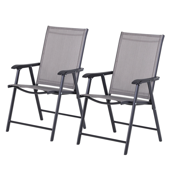 Conjunto de 2 cadeiras dobráveis para exterior Com braços Cadeiras para varandas Jardim Terraço 58x64x94 cm Cinzento Carga 100kg
