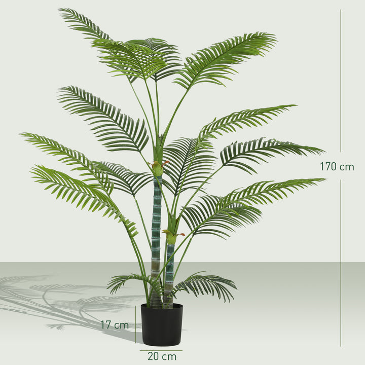 Planta Artificial Decorativa 170 cm Palmeira Artificial com Vaso e Folhas para Interior Casa Sala Escritório Verde