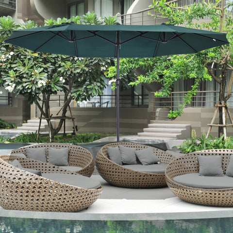 Pára-Sol Duplo de jardim com Manivela Resistente À Água e Proteção UV 460x240 cm Verde