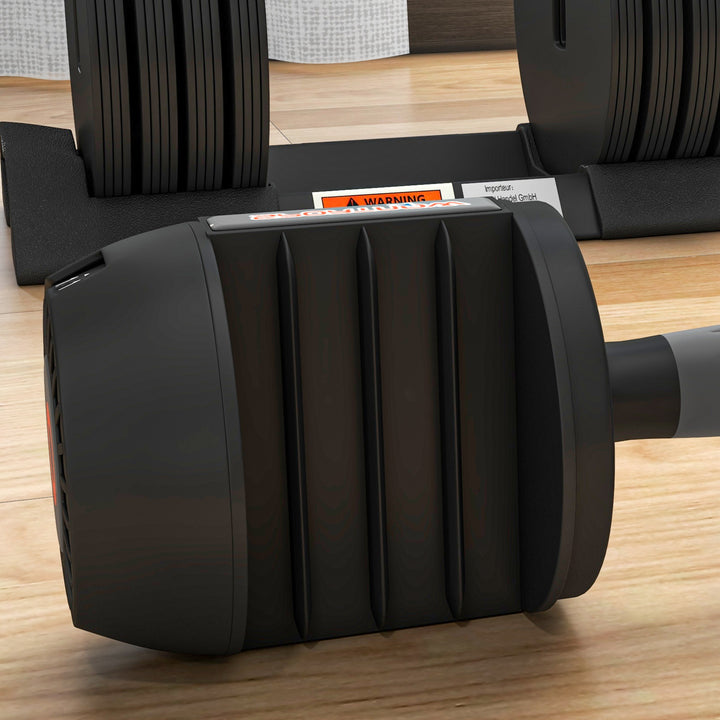 Conjunto de Pesos Ajustável de 10 kg Haltere para Exercício com Ajuste Rápido de Peso com Base de Armazenamento e Pega Antiderrapante para Treino em Casa e Ginásio 33xØ16 cm Preto