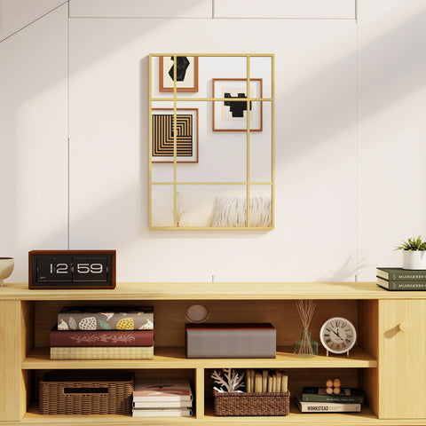 Espelho Retangular de Parede 70x50 cm Espelho com Moldura Metálica Decorativo para Sala Quarto Entrada Dourado