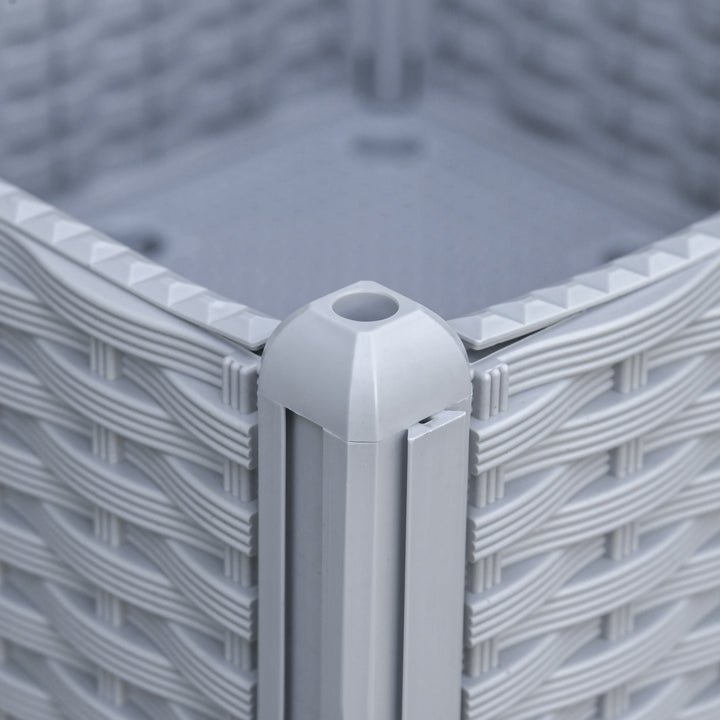 Conjunto de 2 Floreiras Quadradas Floreiras para Flores e Vegetais com Orifícios de Drenagem e Pés Altos 40x40x26-44cm Cinzento