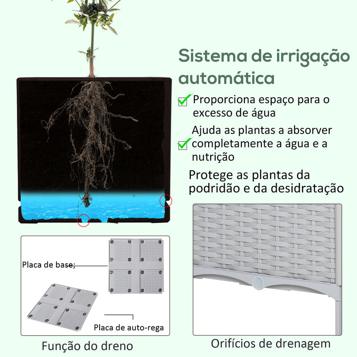 Conjunto de 2 Floreiras Quadradas Floreiras para Flores e Vegetais com Orifícios de Drenagem e Pés Altos 40x40x26-44cm Cinzento