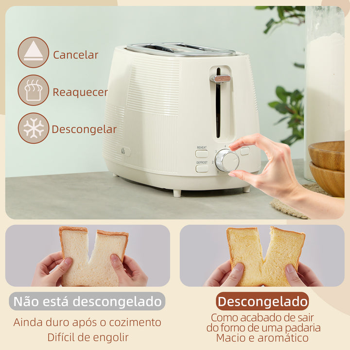 Conjunto de Torradeira e Jarro Elétrico Jarro de Água Elétrico de Aço Inoxidável 2200W 1,7L Torradeira de Pão com Ranura Larga para 2 Fatias 3 Funções Creme