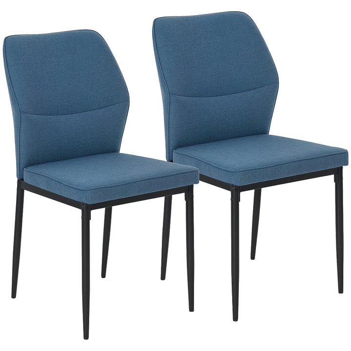 Conjunto de 2 Cadeiras de Jantar Modernas Cadeiras de Cozinha com Assento Acolchoado e Estofado Encosto Curvo Pés de Aço para Sala Quarto 45x57x86 cm Azul Escuro