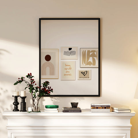 Espelho de Parede 70x90 cm Espelho de Casa de Banho Retangular Decorativo para Sala Entrada Corredor Horizontal ou Vertical Preto