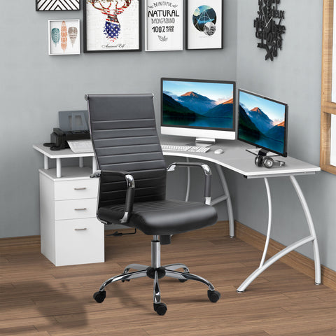 Cadeira de Escritório Ergonômica Giratoria 360° Inclinável com Altura Ajustável Rodas Apoio de Braços 54x62x104-114 cm Preto