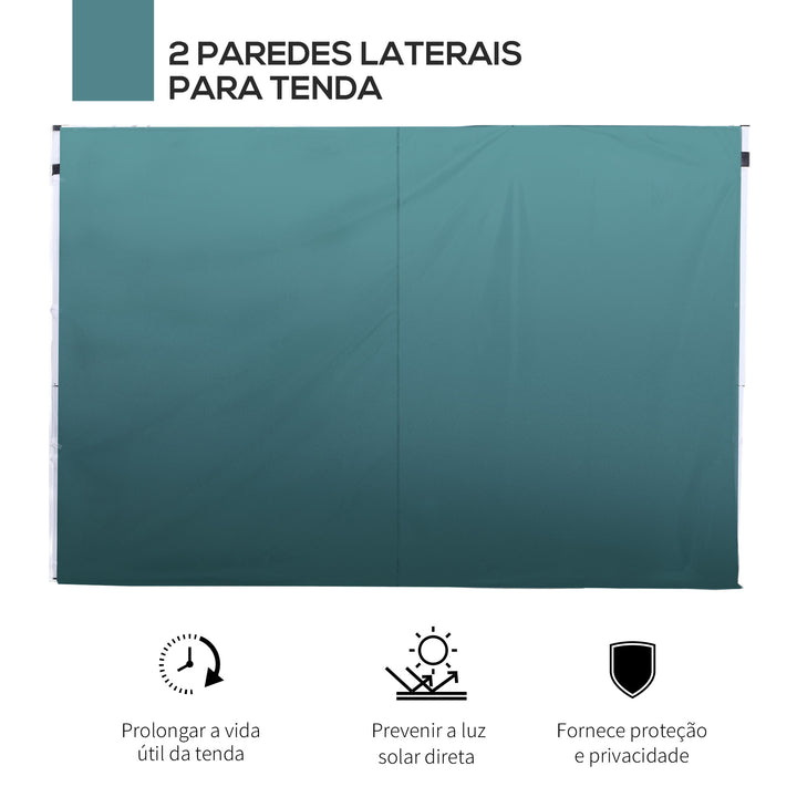 2 paredes Parte lateral para tenda 3x3m lado gazebo A tela impermeável de Oxford com janela 300x200cm - verde escuro