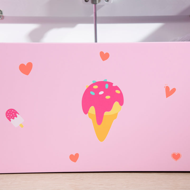 Baú Infantil 2 em 1 Baú de Armazenamento Organizador de Brinquedos para Crianças acima de 18 Meses com Tampa de Fechamento Seguro para Dormitório Sala de Jogos Carga 50kg 60x30x50cm Rosa