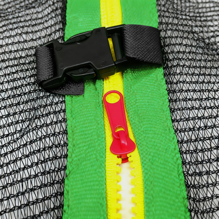 Rede de Segurança para Trampolim Ø305 cm Rede de Substituição de Trampolins para Exterior e Porta com Fecho de Correr para 6 Postes Verde