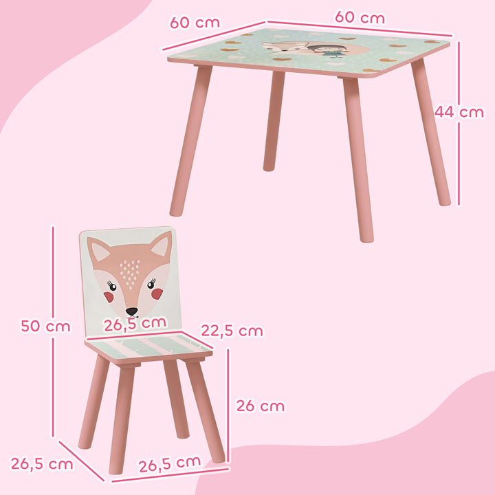 Conjunto de Mesa e Cadeiras para Crianças de 3 Peças Mesa Infantil com 2 Cadeiras Conjunto de Móveis para Atividades com Crianças de 3-8 Anos para Dormitório Sala de Jogos Rosa