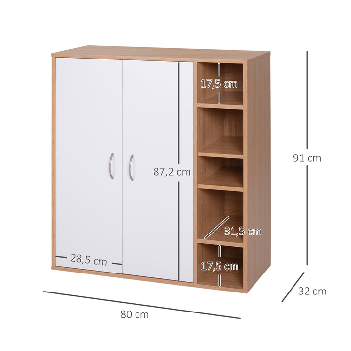 Móvel Organizador de Armazenamento Multiúsos com Portas e Prateleiras Ajustáveis 80x32x90,5cm
