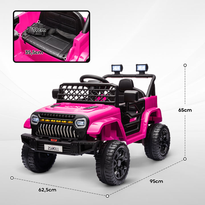 Carro Elétrico para Crianças acima de 3 Anos Carro Elétrico Infantil UTV Carro a Bateria 12V com Controlo Remoto Velocidade Ajustável USB Faróis e Buzina 95x62,5x65 cm Rosa