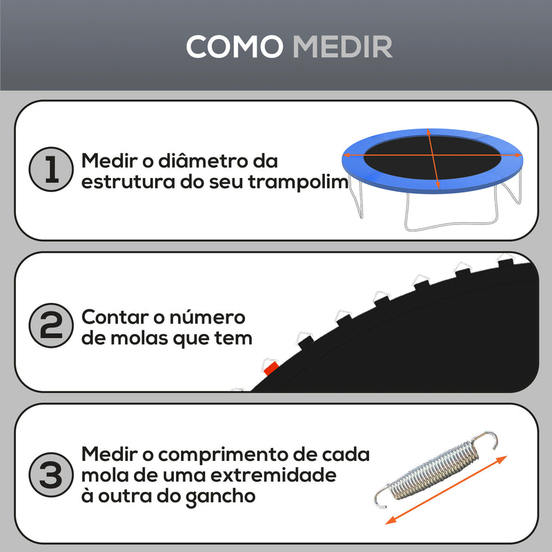 Tapete de Substituição para Trampolim Redondo Ø202 cm Tapete para Trampolim de 8 Pés Anti-UV e 8 Filas de Costuras Preto