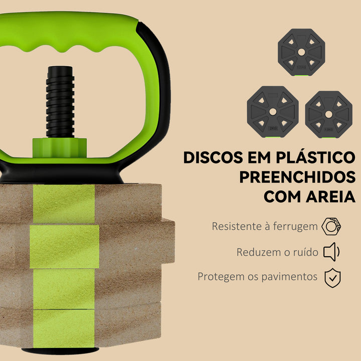 Conjunto de Halteres Ajustáveis 4 em 1 20 kg Conjunto de Pesos Utilizado como Kettlebell Barra Halteres ou Suporte para Flexões Equipamento de Fitness para Homens e Mulheres Ginásio em Casa