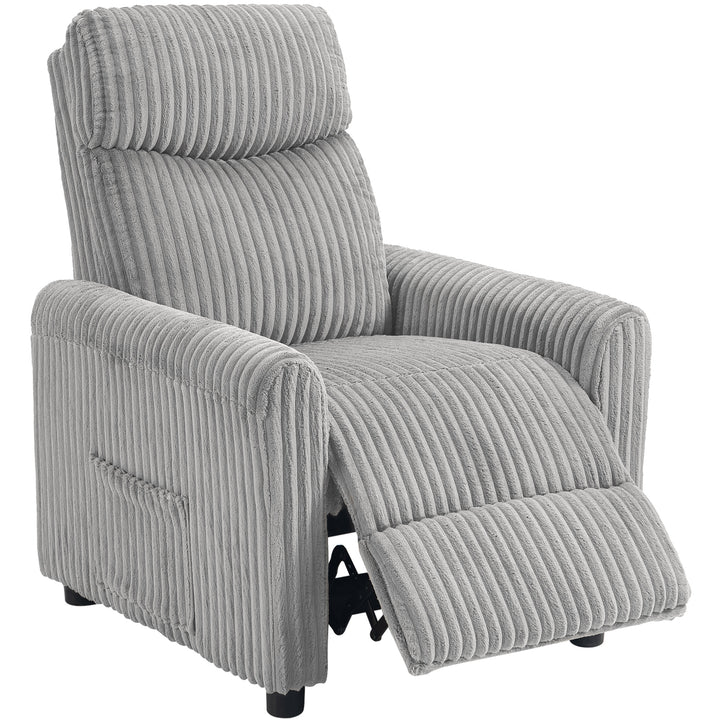 Poltrona Relax Reclinável Poltrona Reclinável Manual Estofada em Veludo Instalação Rápida Apoio para Pés Acolchoamento Grosso Para Sala de Estar Quarto Escritório 73x86x100 cm Cinza