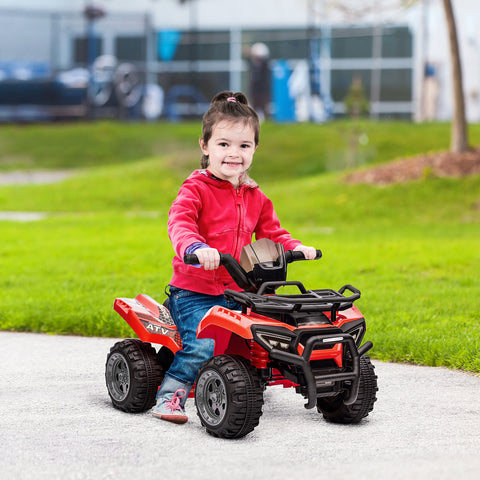 Quadriciclo Elétrico para Crianças de 18-36 Meses Veículo Elétrico a Bateria 6V Infantil com Faróis LED Velocidade 2km/h 66x44x42cm Vermelho