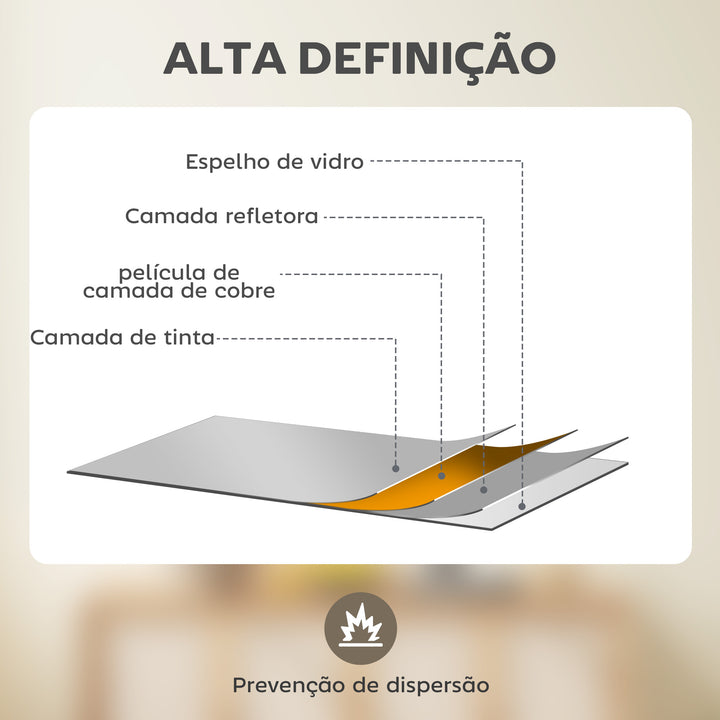 Espelho Retangular de Parede 70x50 cm Espelho com Moldura Metálica Decorativo para Sala Quarto Entrada Dourado