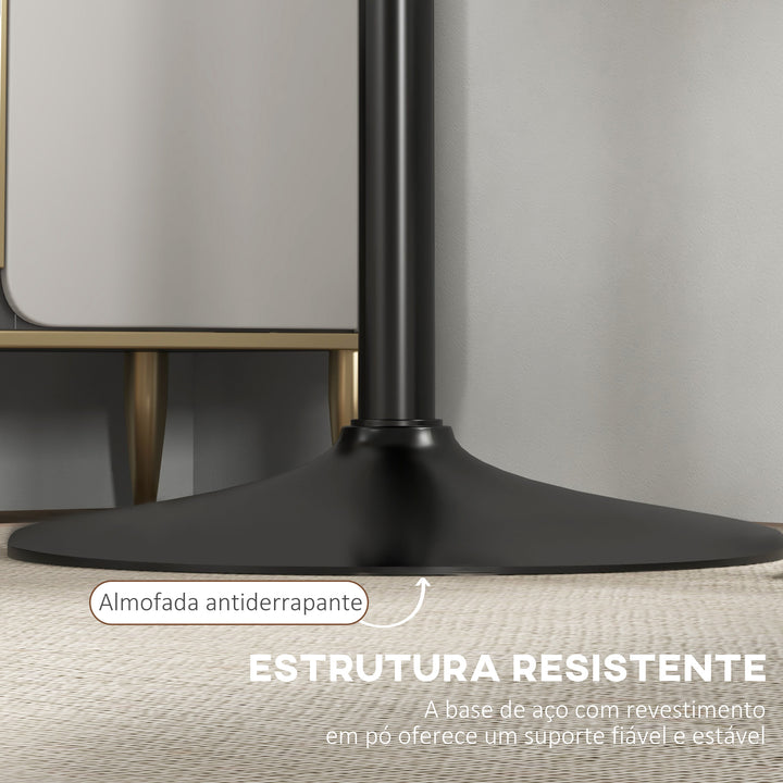 Mesa de Bar Redonda Mesa Alta de Cozinha Moderna com Bancada Pintada e Estrutura de Aço para 2 Pessoas para Casa Sala de Jantar Ø60x102 cm Preto
