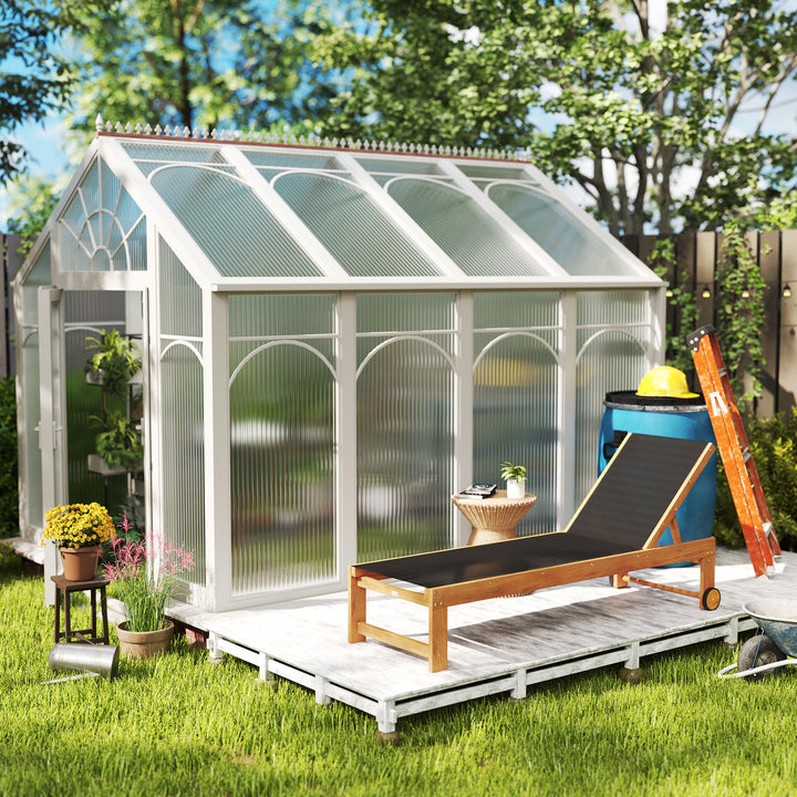 Espreguiçadeira de Madeira de Acácia Espreguiçadeira de Jardim com Rodas Encosto Ajustável em 4 Níveis Carga 160 kg Espreguiçadeira para Pátio Varanda 186x60x33 cm Teca e Preto