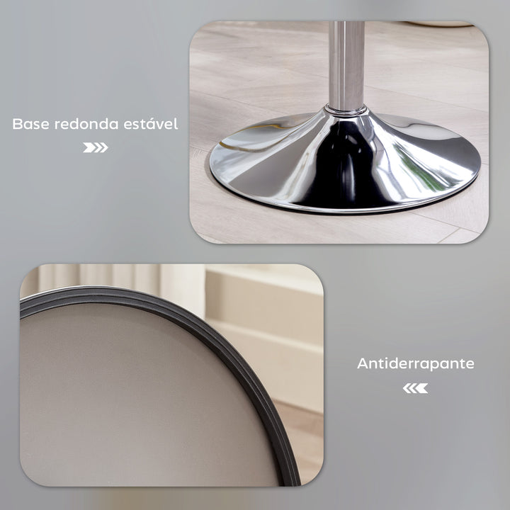 Banco de Bar Giratório Banco Alta de Cozinha Ajustável em Altura 52-66 cm Estofado em Veludo Giratória a 360° para Sala de Jantar Tocador Balcão Cinzento