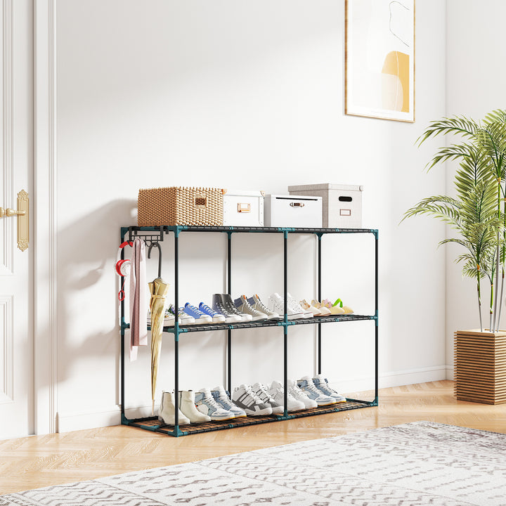 Suporte para Plantas de 3 Níveis para Interior e Exterior, Estante para Plantas de Aço Resistente e Estável Estante para Vasos Terraço Jardim Varanda Verde Escuro