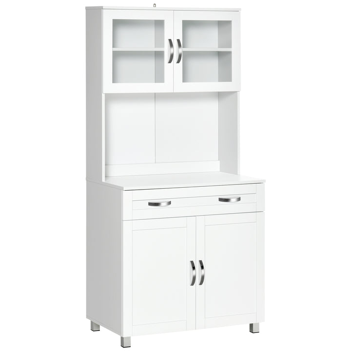 Armário de cozinha com prateleiras internas ajustáveis ??e gaveta 80x48x170 cm Branco