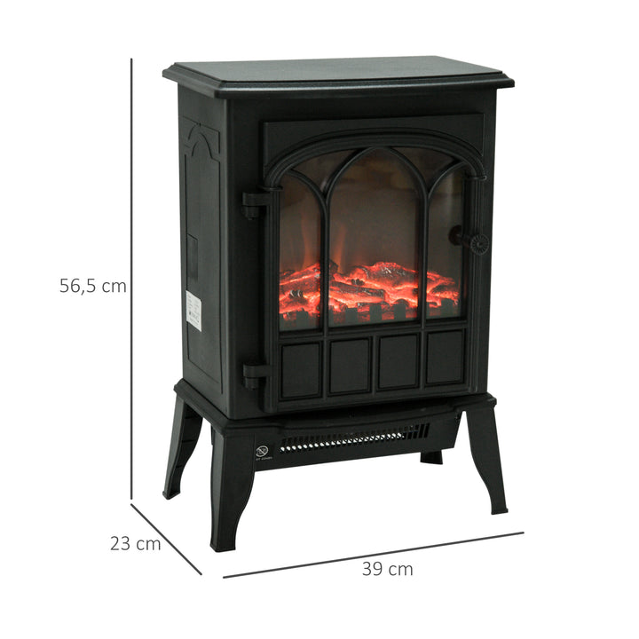 Lareira elétrica de pé 1000/2000 W Chama LED com termostato 39x23x56.5cm