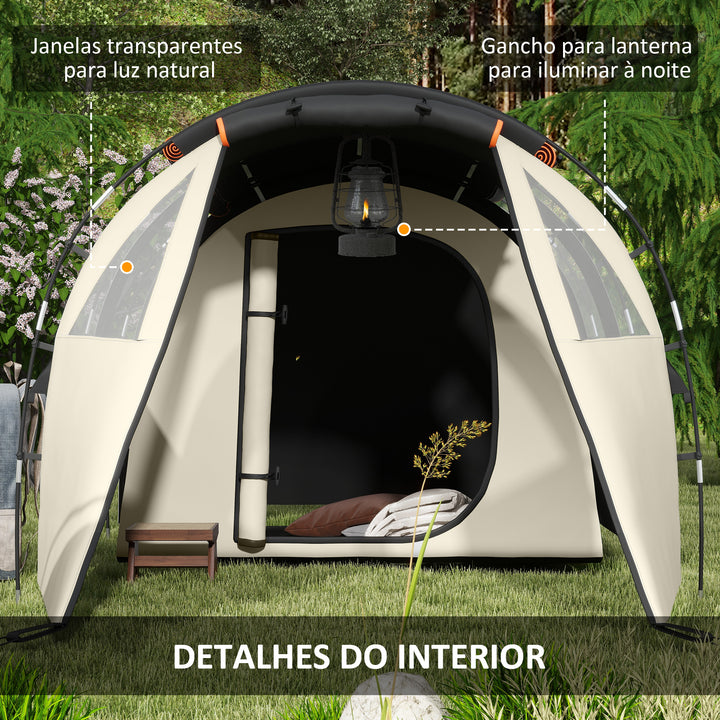 Tenda de Campismo Familiar para 4-5 Pessoas Tenda de Campismo Dobrável com 2 Quartos 5 Portas e Bolsa de Transporte Impermeável para Trekking 460x230x180 cm Caqui