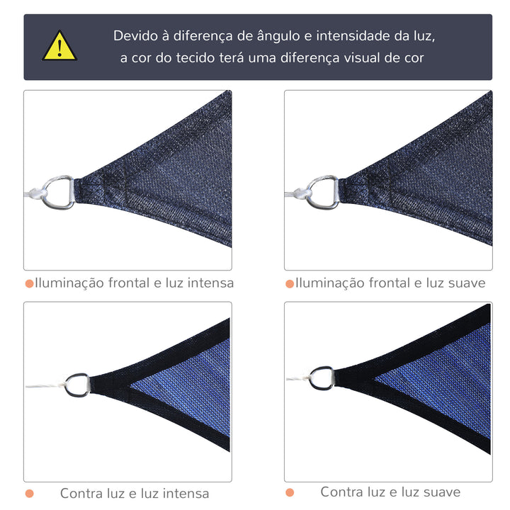 Vela de Sombra Retangular 4x6 m Toldo Vela de HDPE com Proteção UV Aneis em Forma de D e Cordas para Jardim Pátio Piscina Azul