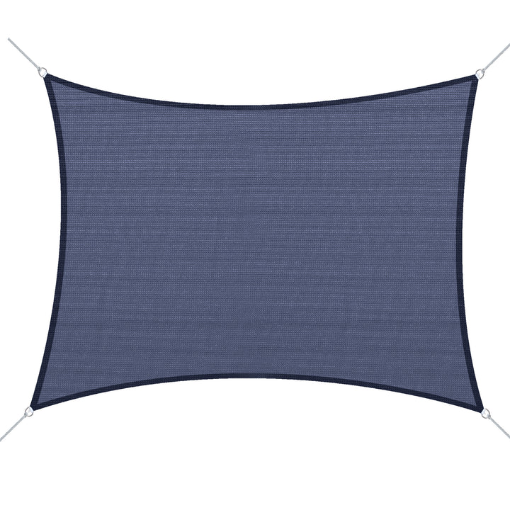 Vela de Sombra Retangular 4x6 m Toldo Vela de HDPE com Proteção UV Aneis em Forma de D e Cordas para Jardim Pátio Piscina Azul
