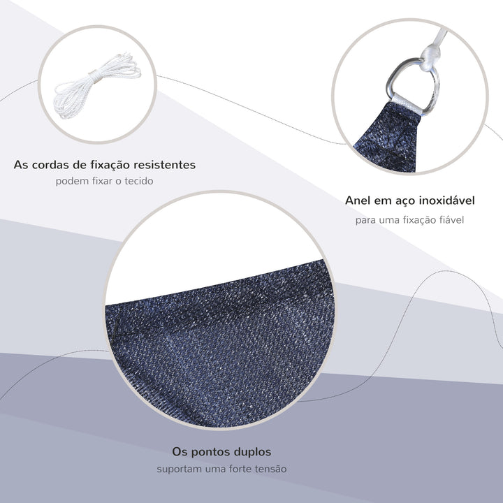 Vela de Sombra Retangular 4x6 m Toldo Vela de HDPE com Proteção UV Aneis em Forma de D e Cordas para Jardim Pátio Piscina Azul