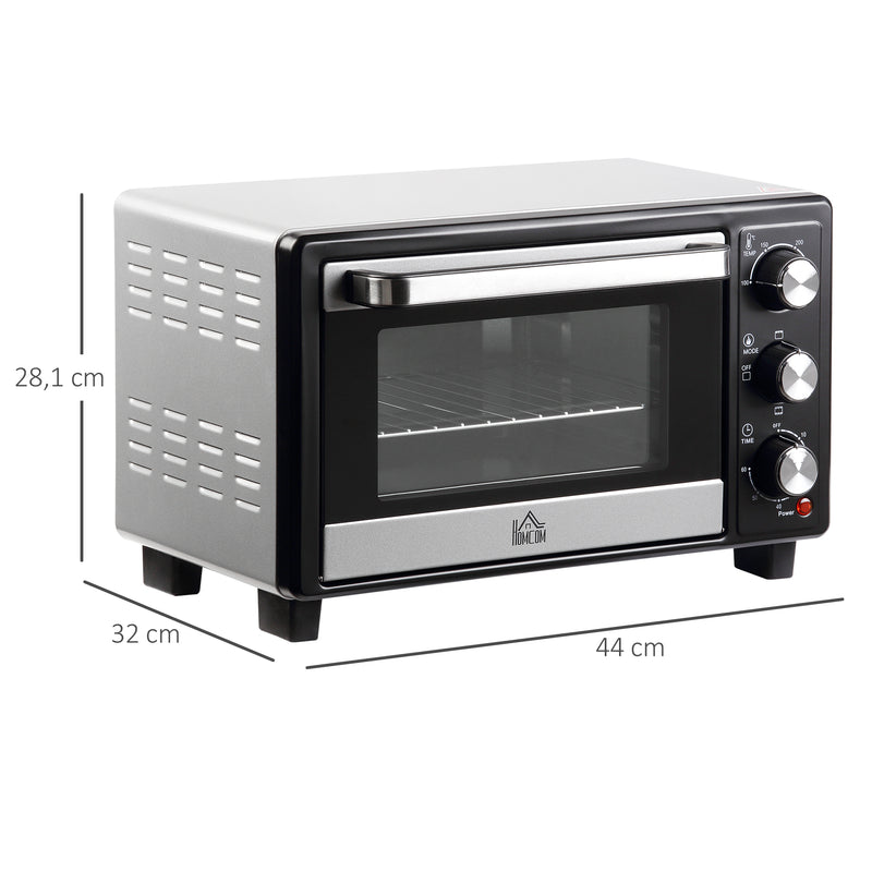 Mini Forno 16L 1400W com 3 Modos de Aquecimento Temperatura até 230°C Temporizador 60 Minutos Bandeja para Assar e Grade 44x32x28,1cm Prata