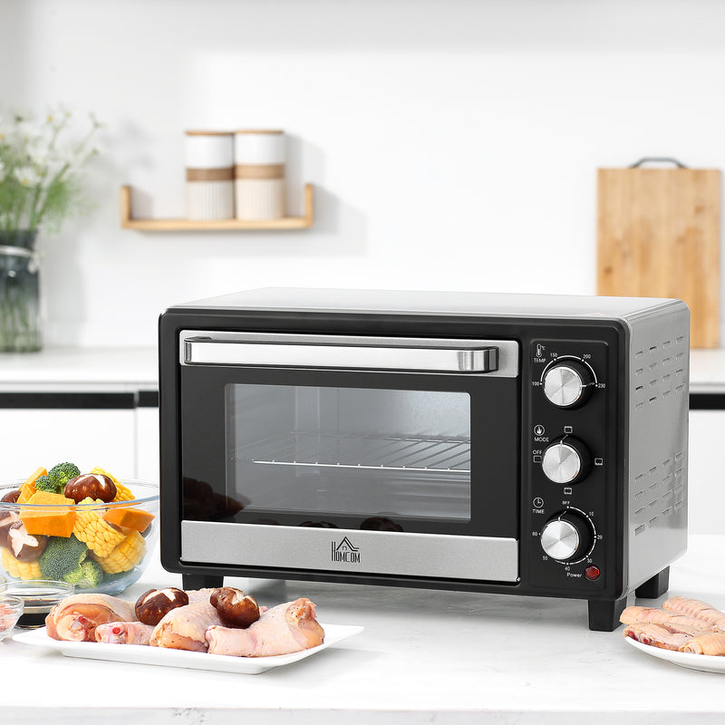 Mini Forno 16L 1400W com 3 Modos de Aquecimento Temperatura até 230°C Temporizador 60 Minutos Bandeja para Assar e Grade 44x32x28,1cm Prata