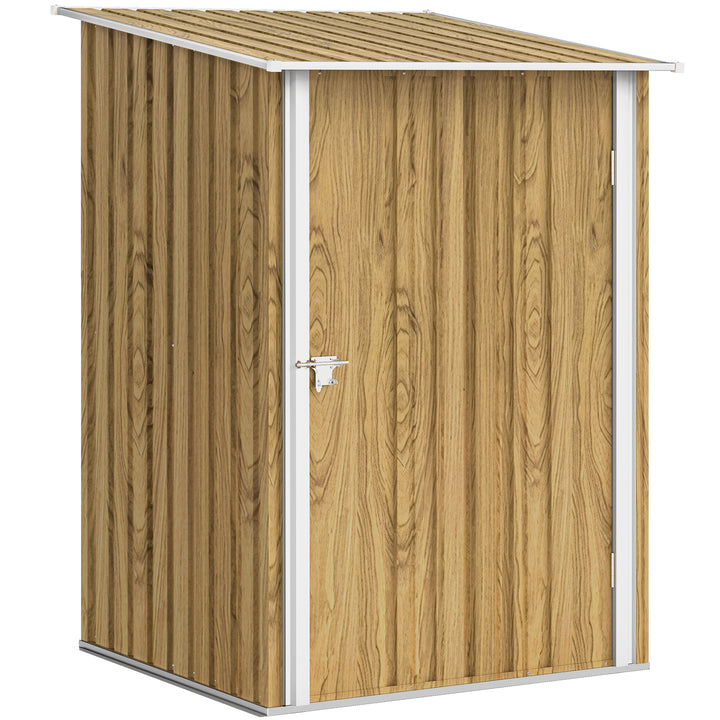 Abrigo de Jardim Exterior 0,92 m² 100x103x160 cm Abrigo de Jardim Metálica com 1 Porta e Fecho para Armazenamento de Ferramentas para Pátio Terraço, Castanho Claro