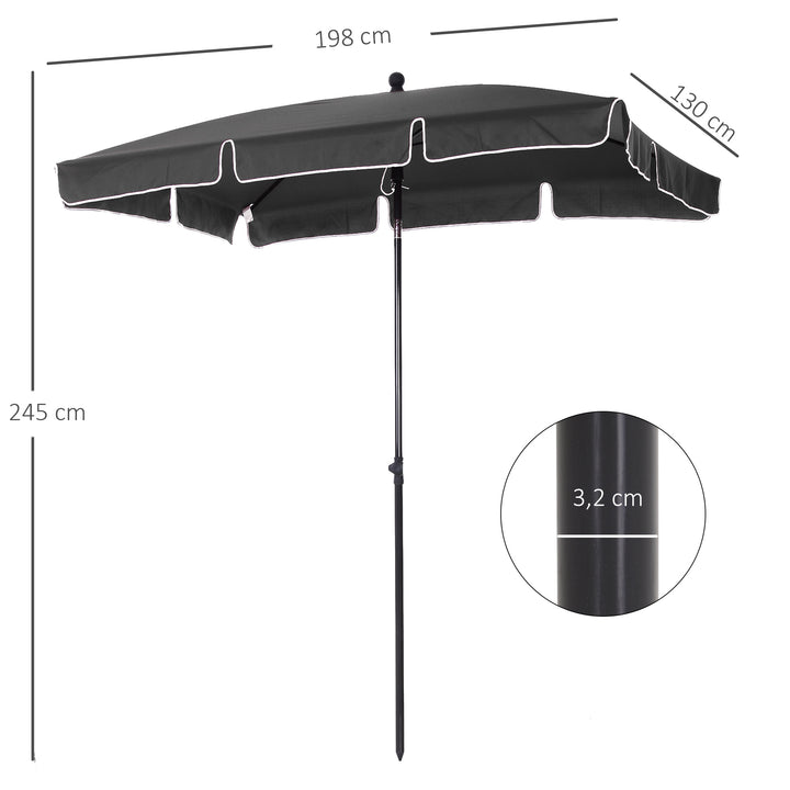 Guarda-sol Grande Reclinável Impermeável e Resistente a UV para Jardim Pátio Praia Piscina Terraço 198x130x240 cm