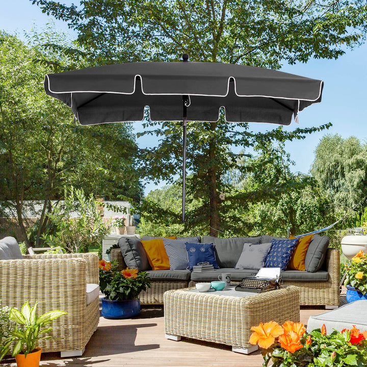 Guarda-sol Grande Reclinável Impermeável e Resistente a UV para Jardim Pátio Praia Piscina Terraço 198x130x240 cm