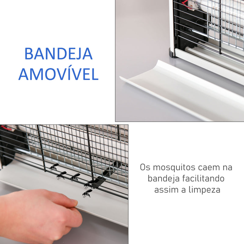 Lâmpada Anti-Mosquitos Elétrica 30W Mata Mosquitos Elétrico com Luz UV Efeito 60 m² para Jardim Terraço Pátio 48,5x8,5x26,5 cm Prata