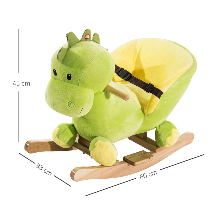 Cavalo de balanço de dinossauro para crianças acima de 18 meses - Verde - 60x33x45 cm