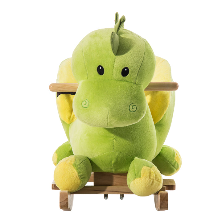 Cavalo de balanço de dinossauro para crianças acima de 18 meses - Verde - 60x33x45 cm