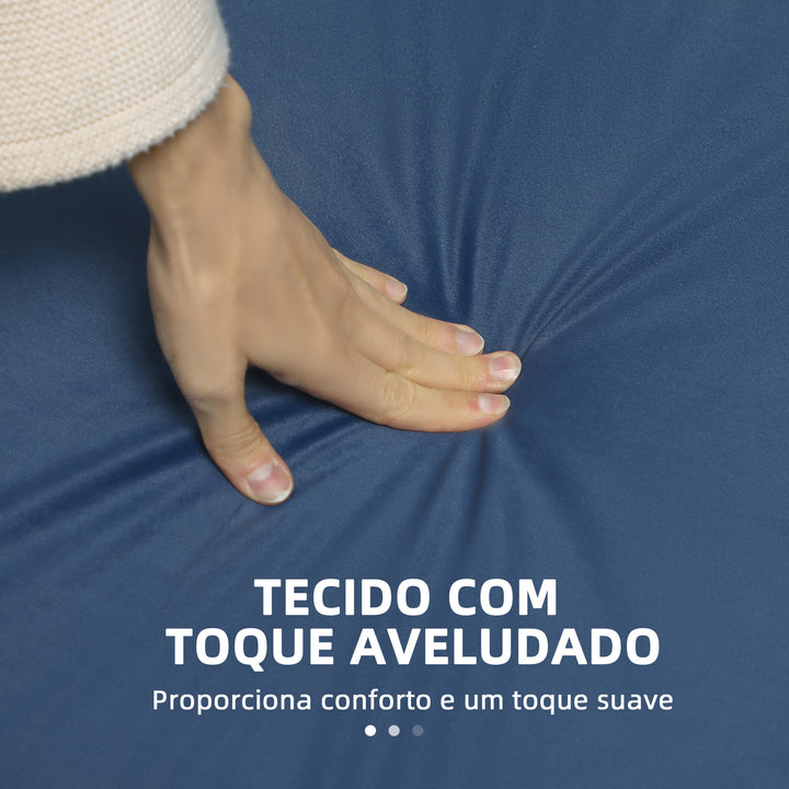 Sofá de 3 Lugares Sofá Sala de Estar de 194,5 cm Estofado em Veludo com 2 Almofadas Apoio para os Braços e Pés Dourados Azul Marinho