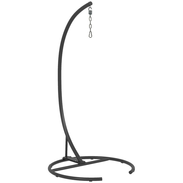 Suporte para Cadeira Suspensa com Base Redonda Estrutura Metálica Suporte para Cadeira Suspensa para Interior e Exterior Capacidade 150 kg Ø102x195 cm Preto