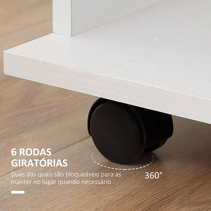 Roupeiro de Madeira Móvel Armário Roupeiro Aberto com 2 Barras para Pendurar e 3 Prateleiras Organizadoras para Dormitório 120x40x128 cm Branco