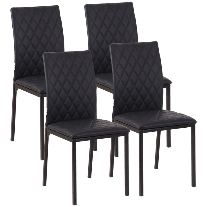 Conjunto de 4 Cadeiras de Sala de Jantar Estofadas com Pés de Metal Cadeiras Modernas para Cozinha Carga Máxima 120 kg 41x50x91 cm Preto