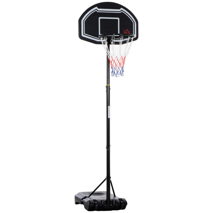 Tabela de Basquetebol para Exterior Altura Ajustável 160-210 cm Tabela Portátil com P Rodas e Base Preenchível com Compartimento para Adolescentes e Adultos