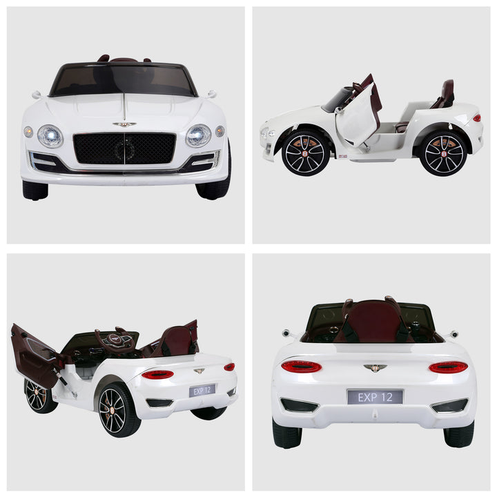 Carro elétrico com controle remoto 2 velocidades com faróis musica licencia de Bentley GT para crianças acima de 3 anos 108x60x43 cm Branco