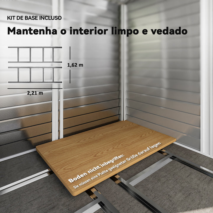 Abrigo de Jardim Exterior 4,4 m² 240x206x198 cm Abrigo de Jardim com Porta de Correr e Fechadura Armário para Jardim Pátio Cinza Escuro