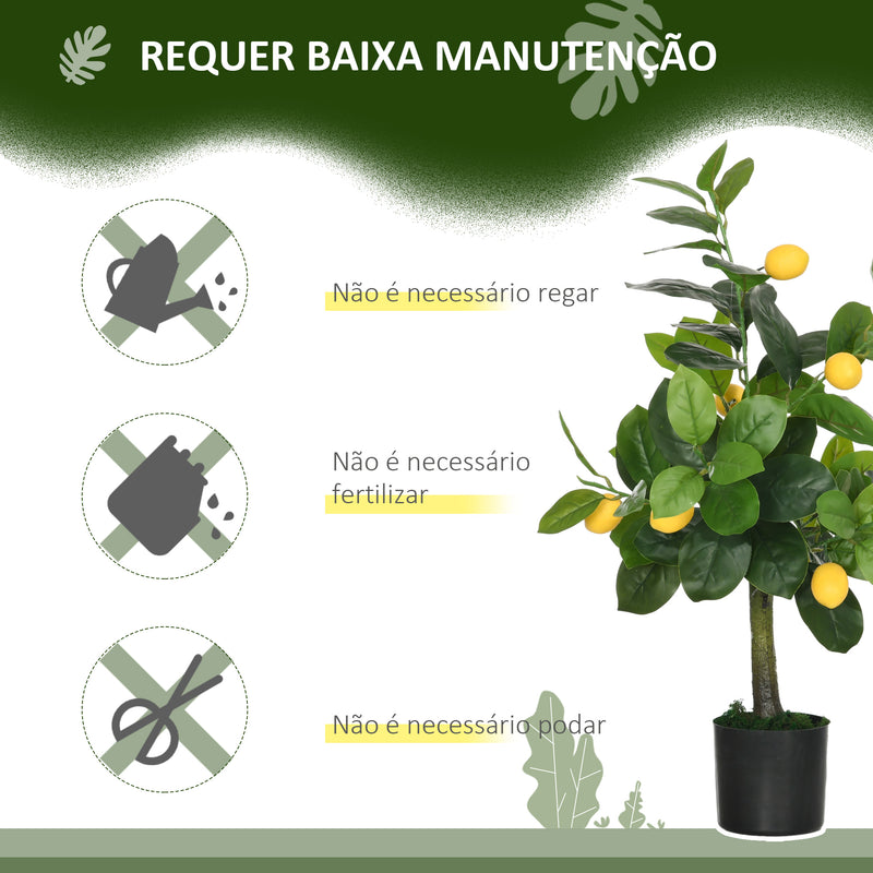 Conjunto de 2 Plantas Artificiais Decorativas Limoeiro e Laranjeira Artificiais de 60 cm com Vaso Plantas Sintéticas para Decoração de Casa Verde